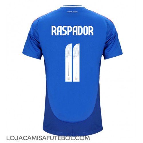 Camisa de Futebol Itália Giacomo Raspadori #11 Equipamento Principal Europeu 2024 Manga Curta